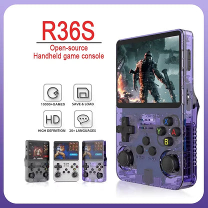 Unleash Nostalgia with the R36S Retro Handheld Game Console - Portable 3.5 Inch IPS Screen, 64GB Storage, and 15000+ Classic Games!